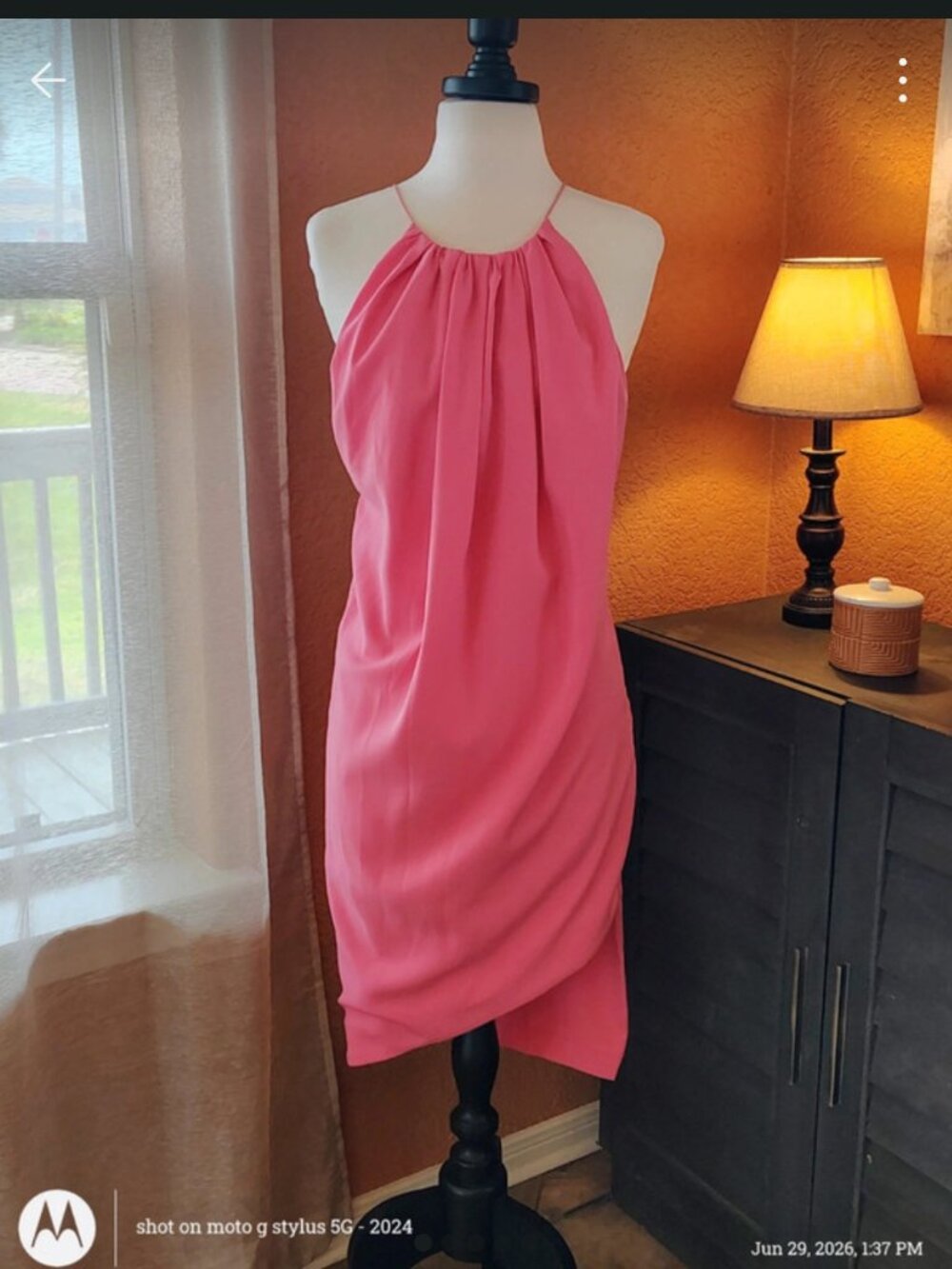 NWT Three Floor pink halter open back dress